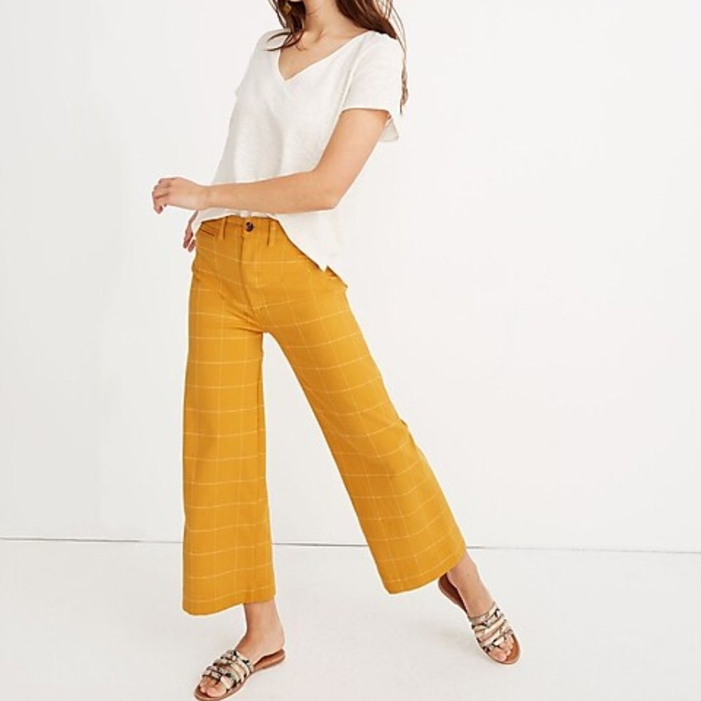 Madewell Emmett Wide-Leg Crop Pants in Windowpane